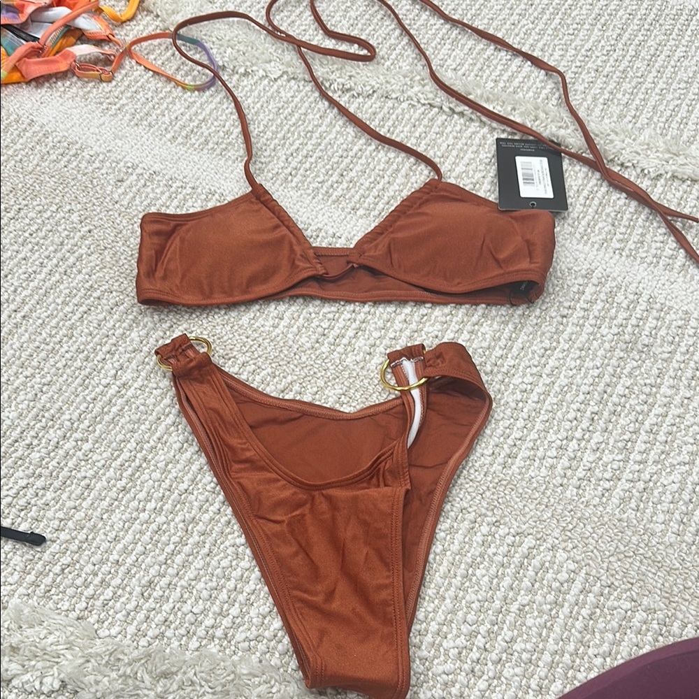 Rust Bikini Set with Gold Accents